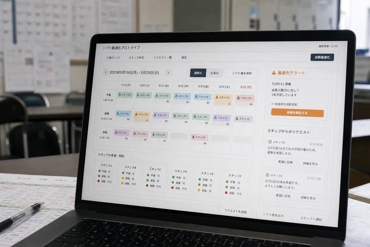 シフト調整業務の改善設計サンプル